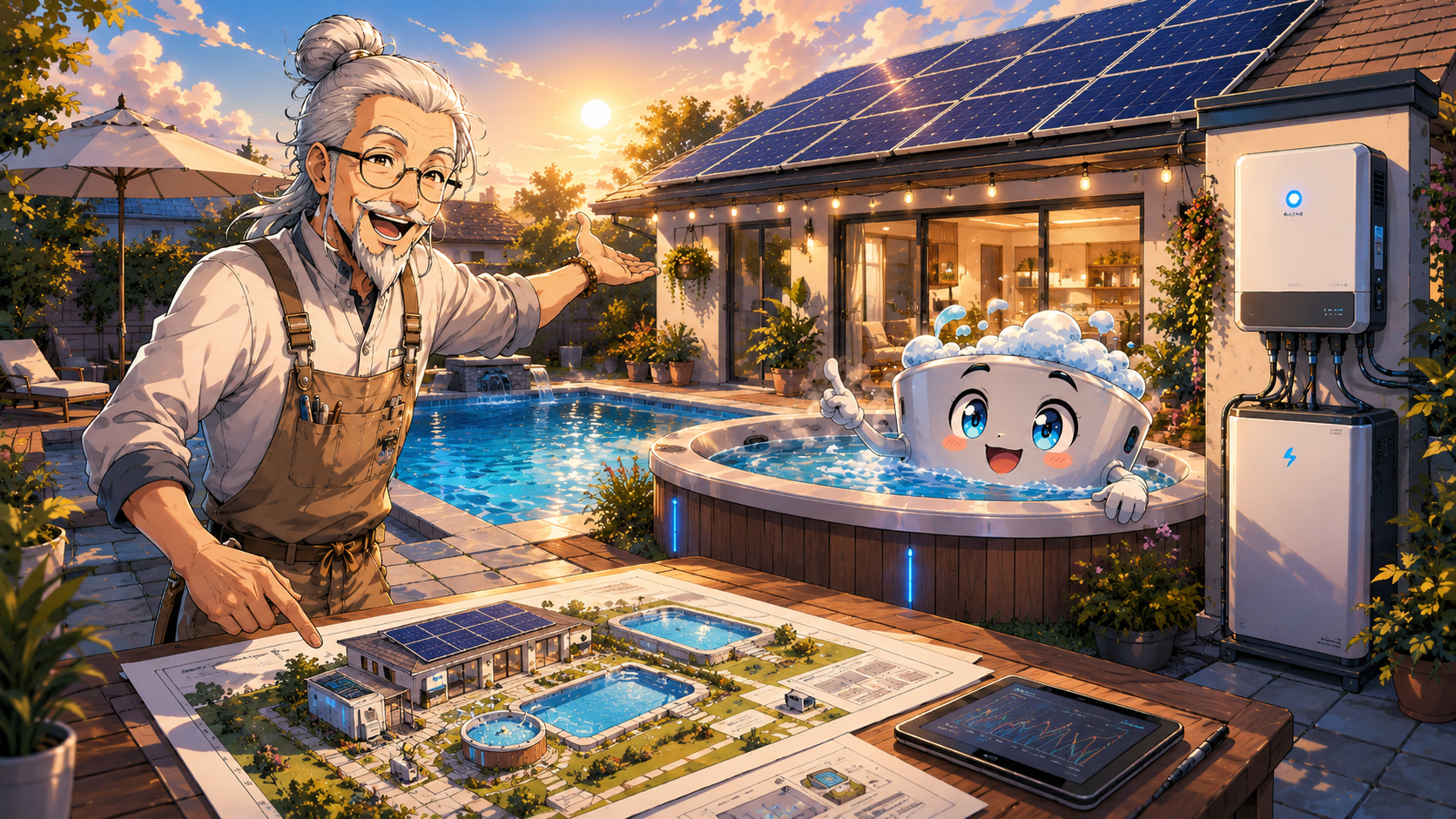 Solar Sensei reviewing backyard pool and hot tub energy planning